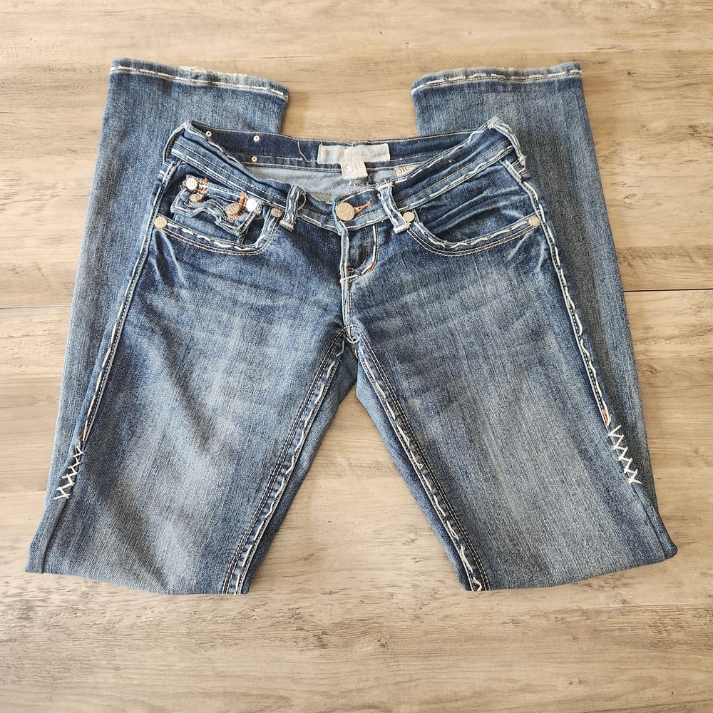 Miss Me Women's Jeans, Size 5/6, Low Rise, Boot Cut, Stretch Thick Stitch - Picture 6 of 10